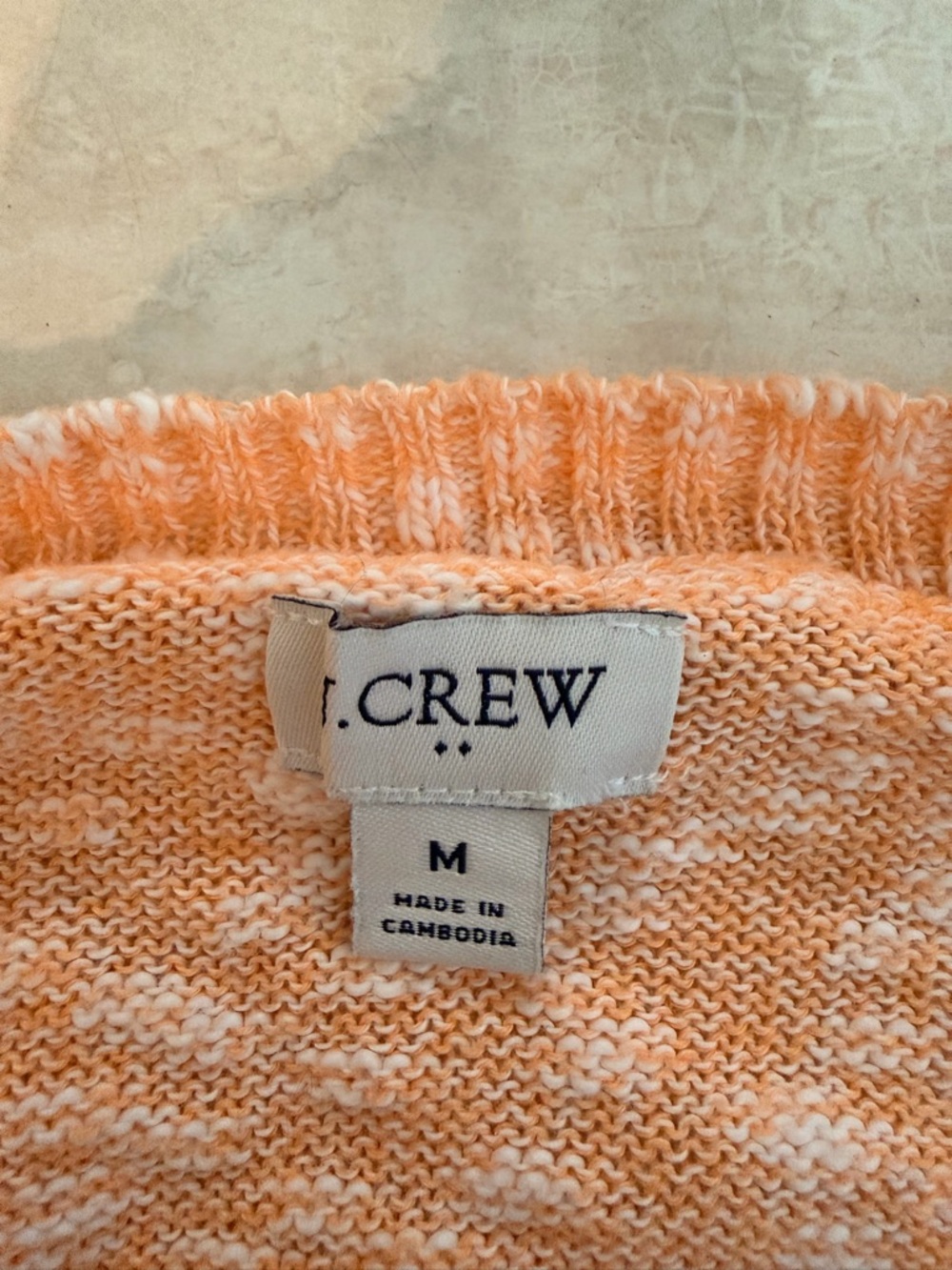 J. Crew Womens Crewneck Beach Sweater Medium Orange White Marled - Picture 6 of 8